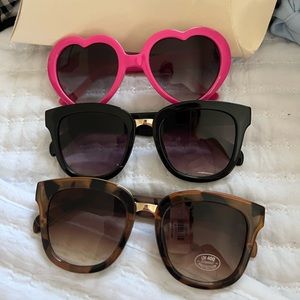 Brand new sunglasses. Tortoise & black + extra heart sunnies